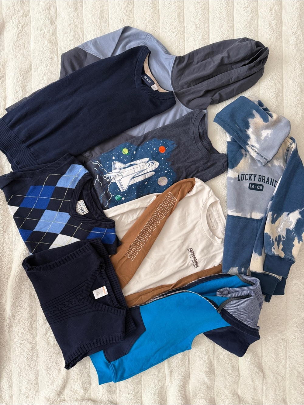 Lucky Brand Abercrombie Long Sleeve Vest Hoodie Blue Mix Boys Tops size 7/8